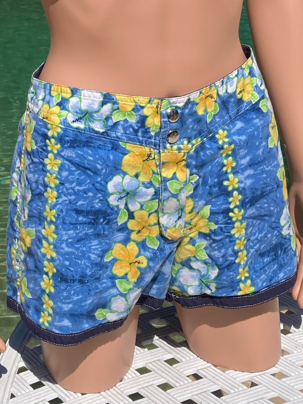 Big Flirt Boardshorts Blue Hibiscus Floral Reversible